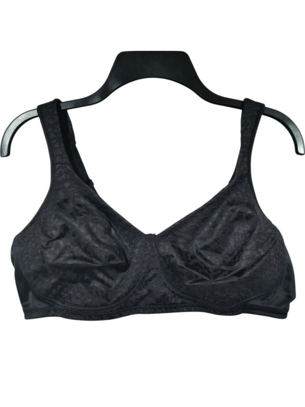 Playtex 4745 40C Black Wireless Full Coverage Bra Floral Jacquard Support